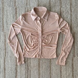 Women’s Ruched Pink Long Sleeve Top